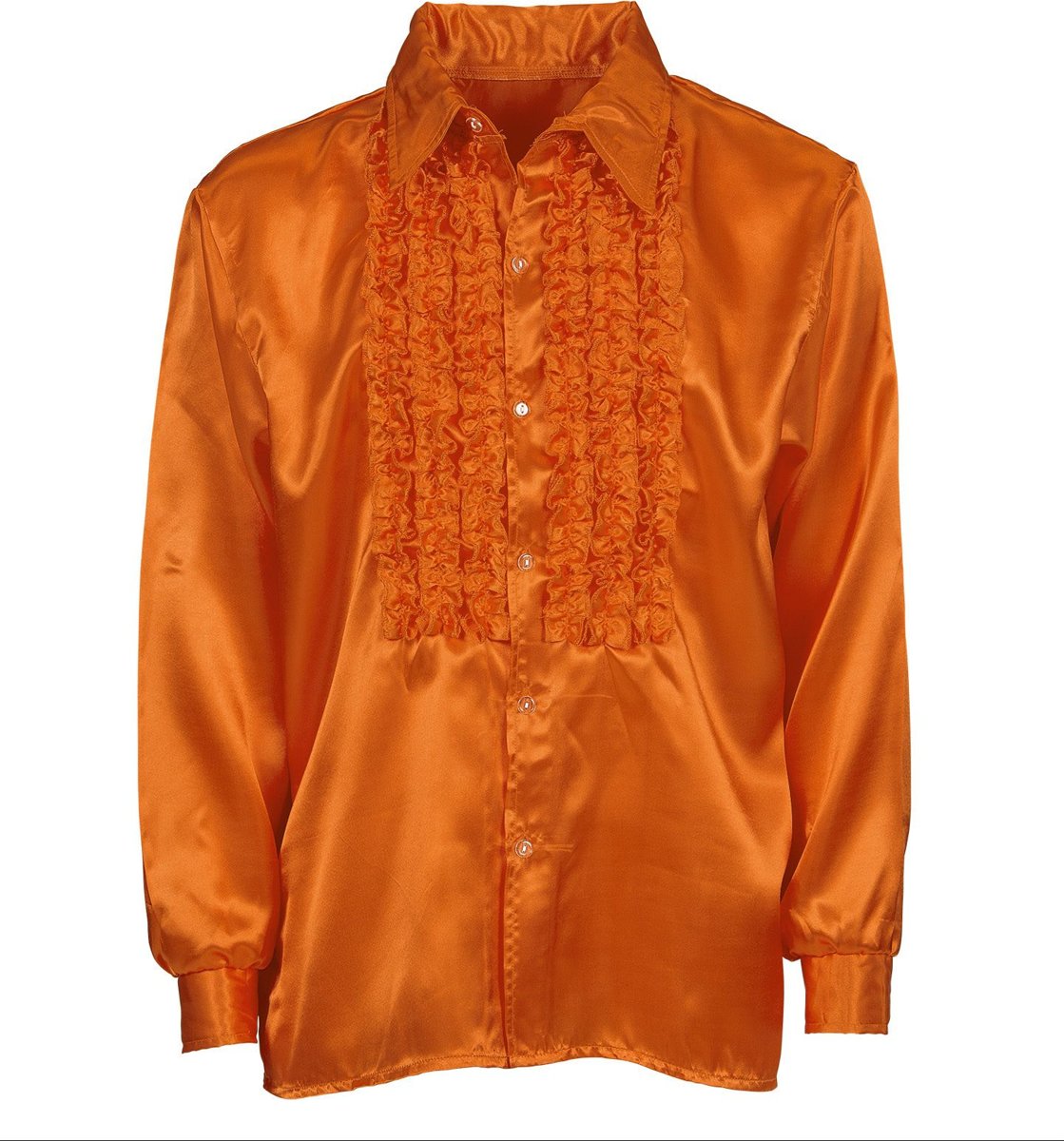 Jaren 80 & 90 Kostuum | Lekker Foute Rouchenblouse Oranje Man | Medium / Large | Carnaval kostuum | Verkleedkleding